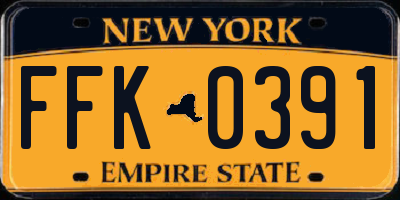 NY license plate FFK0391