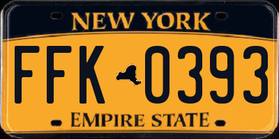 NY license plate FFK0393