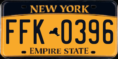 NY license plate FFK0396