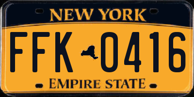 NY license plate FFK0416