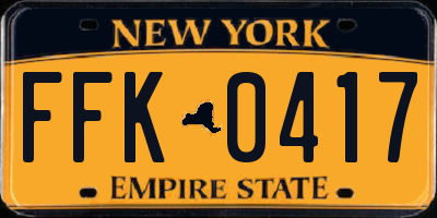 NY license plate FFK0417
