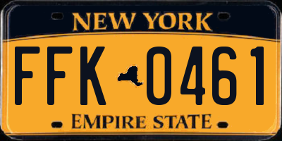 NY license plate FFK0461