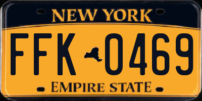 NY license plate FFK0469