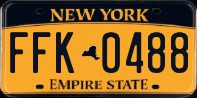 NY license plate FFK0488
