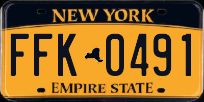 NY license plate FFK0491