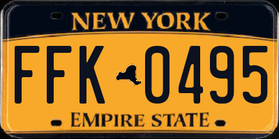 NY license plate FFK0495