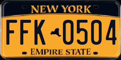 NY license plate FFK0504