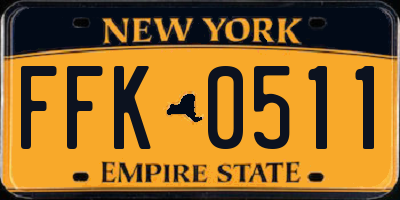 NY license plate FFK0511