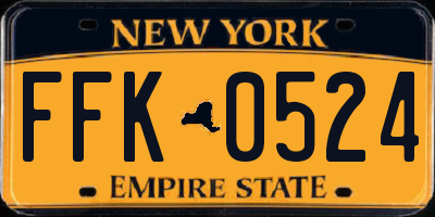 NY license plate FFK0524