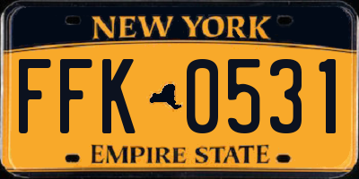NY license plate FFK0531