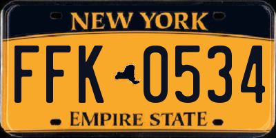NY license plate FFK0534