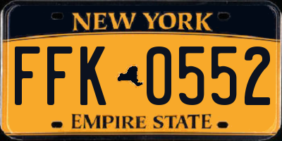 NY license plate FFK0552