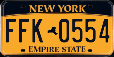NY license plate FFK0554