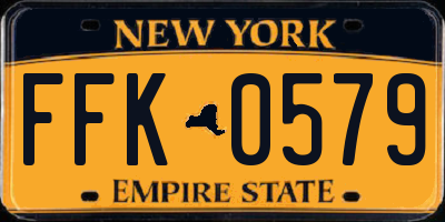 NY license plate FFK0579