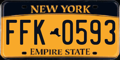 NY license plate FFK0593