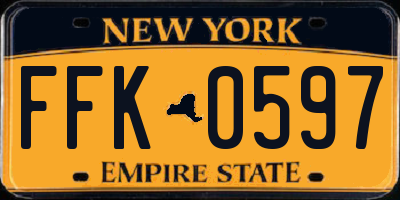 NY license plate FFK0597
