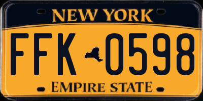 NY license plate FFK0598