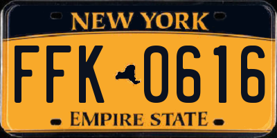 NY license plate FFK0616