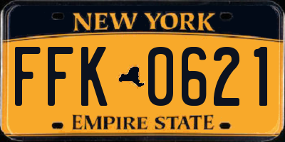NY license plate FFK0621