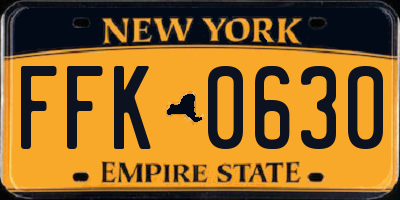 NY license plate FFK0630