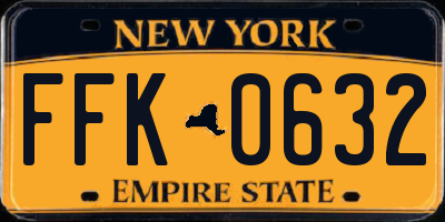 NY license plate FFK0632