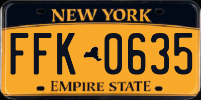 NY license plate FFK0635