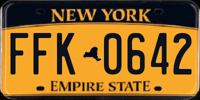 NY license plate FFK0642