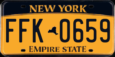 NY license plate FFK0659