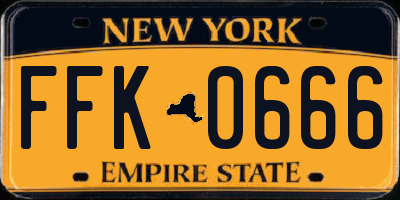 NY license plate FFK0666