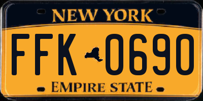 NY license plate FFK0690