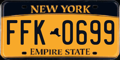 NY license plate FFK0699