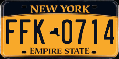 NY license plate FFK0714