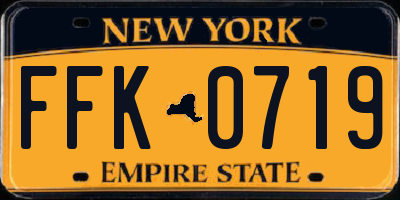 NY license plate FFK0719