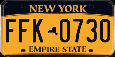 NY license plate FFK0730