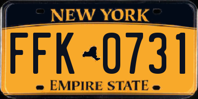 NY license plate FFK0731