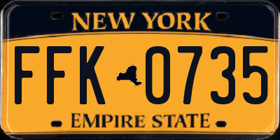 NY license plate FFK0735