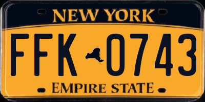 NY license plate FFK0743
