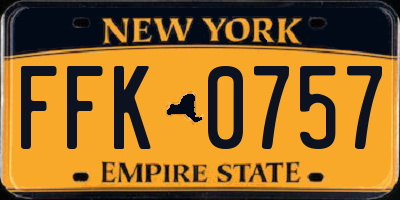 NY license plate FFK0757