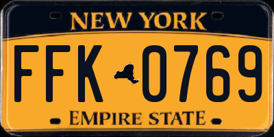 NY license plate FFK0769