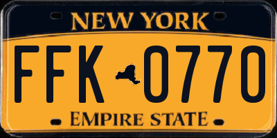 NY license plate FFK0770