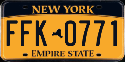 NY license plate FFK0771