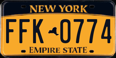 NY license plate FFK0774