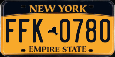 NY license plate FFK0780