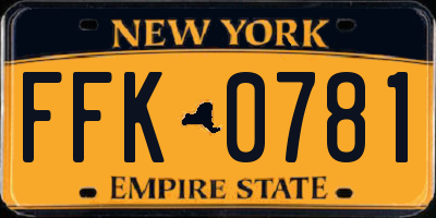 NY license plate FFK0781