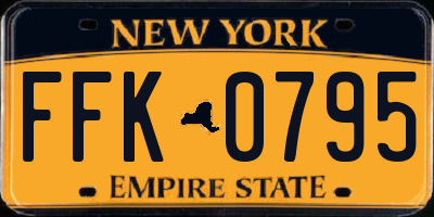 NY license plate FFK0795