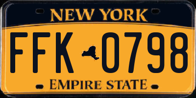 NY license plate FFK0798