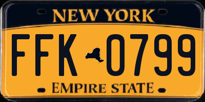 NY license plate FFK0799