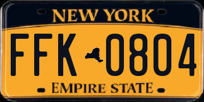 NY license plate FFK0804