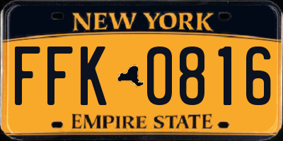 NY license plate FFK0816
