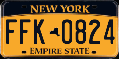 NY license plate FFK0824